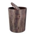 thumbnail image 5 of FRCOLOR Swing Lid Trash Can For Bathroom Kitchen And Bedroom Round Trash Can With Lid Small Imitation Wood Grain Garbage Bin For Home And Office Use, 5 of 8