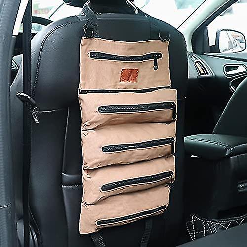 maletín enrollable para llaves con 5 bolsillos con cremallera, rollo de herramientas de lona multiusos para electricista, climatización, fontanero, carpintero o mecánico