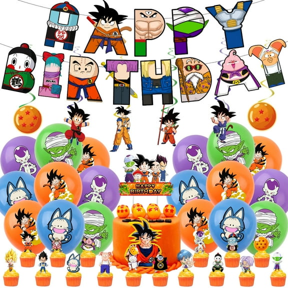 Dragon Ball Theme party decoration set,Dragon Ball party decoration, party supplies include banners, balloons, cake hats.