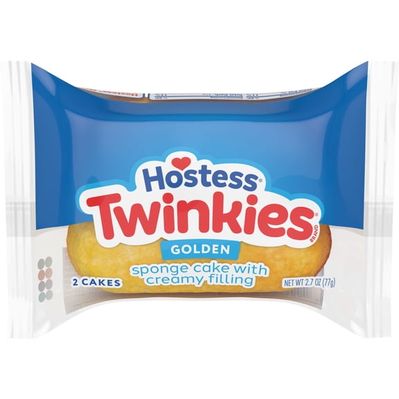 Hostess Twinkies Snack Cakes, Golden Sponge Cake with Creamy Filling, 2.7 oz Sleeve (2 Cakes)