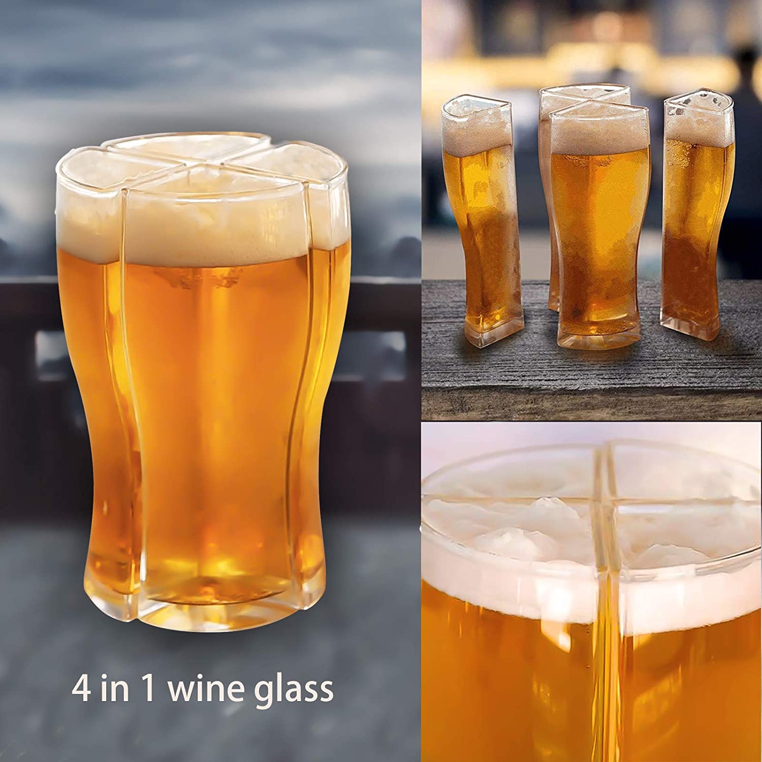 Monogrammed Acrylic Beer Mug (Set of 4)