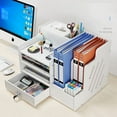 thumbnail image 2 of Organisateur de Bureau en Bois Multifonctionnel : Porte-Dossiers A4 avec Tiroir, Étagère de Rangement Multi-Couches pour Fournitures de Bureau, Étagère de Rangement Gain de Place, Assemblage Facile et Robuste, Cadeau Idéal pour, 2 of 6