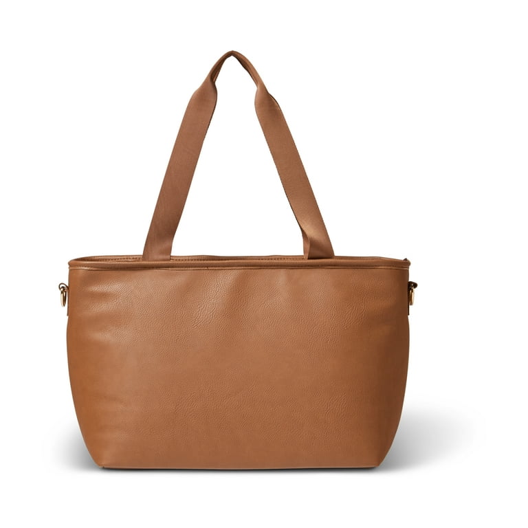 Igloo 25 cans Luxe Tote Soft Sided Vegan Leather Cooler Cognac Brown Walmart