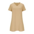 thumbnail image 5 of FengLS Women's Plus Size Dress Summer Comfy Wide Hem Short Dress with Pockets Causal Breathable V-Neck Short Sleeves Vacation Dress, 5 of 7