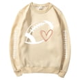 thumbnail image 6 of Rugby Shirt Women Football Sweatshirts Long Sleeve Crew Neck Sports Mom Must Have Basic Tee Rugby Shirt Pullover Sweaters Comfort Hoodie Hiking Oversized Soccer Tops Loose Fit Fall Clothes Gift Beige, 6 of 7