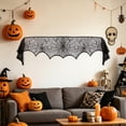 thumbnail image 7 of Halloween Spider Web Wall Decor, Spider Print Hollow Lace Fabric, Gothic Sheer Decor Cloth for Window Hanging Bedroom Wall Tabletop, Indoor Outdoor Halloween Party Decoration, 7 of 7