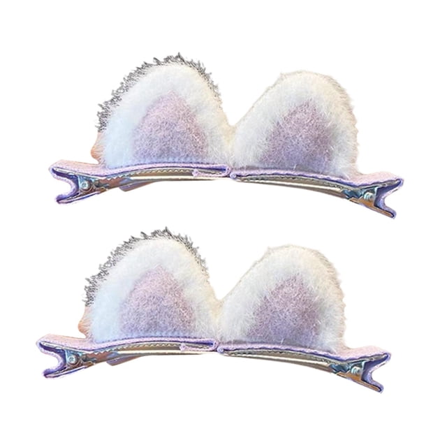 Pinzas para el Pelo Jinwen de Peluche con Orejas de Animales Violeta 1 Par