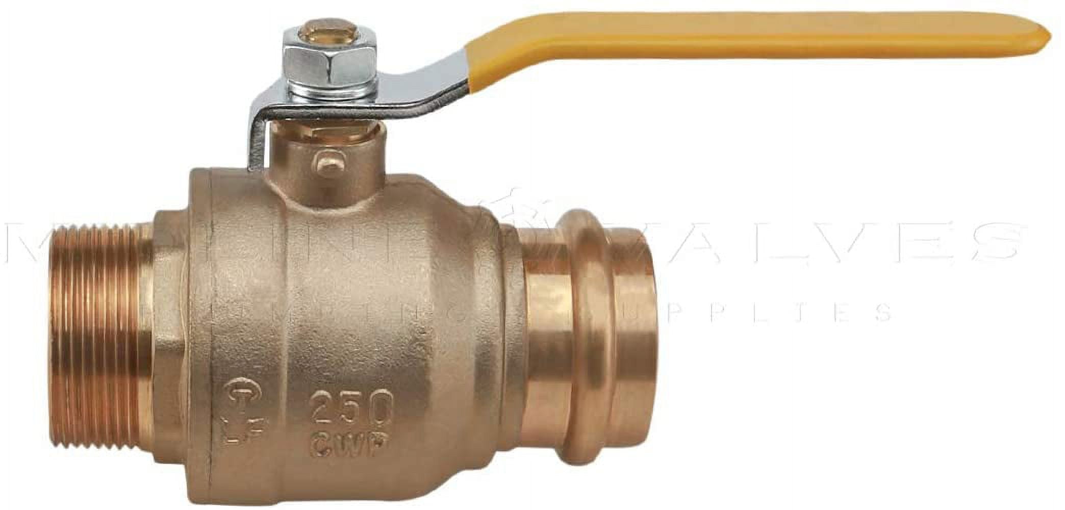 Midline Valve 542112VLVM Premium Adapter Ball Valve, with 1-1/2 in. Press x MIP Connections, Brass
