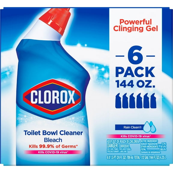 Clorox Toilet Bowl Cleaner with Bleach, Rain Clean (24 oz., 6 pk.)