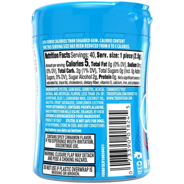 Trident Vibes Sugar Free Gum, Peppermint Rush, Regular Size, 40