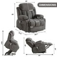 thumbnail image 4 of Power Lift Recliner Chair with Heat and Vibration Massage - Electric Fabric Recliner for Elderly & Mobility Support, Remote Control, USB Charging & Side Pockets, Living Room Comfort (Gray), 4 of 9