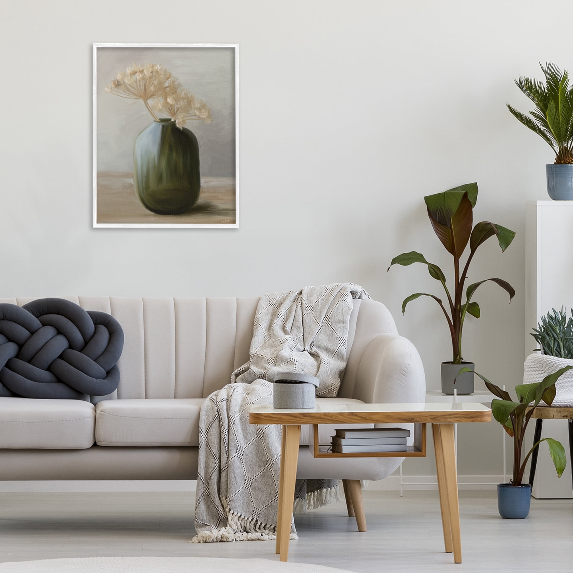 Stupell Industries Dried Blooms in Green Vase White Framed Giclee Art, design by House Fenway