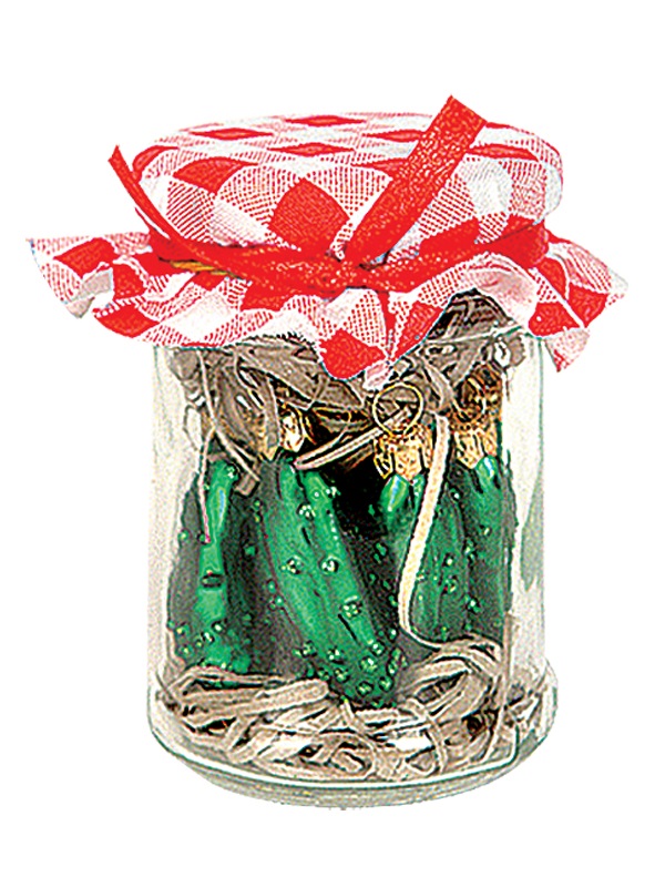 Cucumber Pickles in a Jar Polish Glass Christmas Ornaments Set of 9