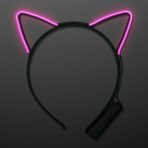 FlashingBlinkyLights Pink EL Wire Cat Ears Headband