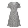 thumbnail image 4 of EQWLJWE Robes d'Été pour Femmes 2022 Mode Robe d'Été Décontractée Col en V Imprimé Floral Manches Courtes Robe Ample Invité de Mariage pour Femmes, 4 of 8