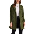thumbnail image 1 of Abrigo de invierno para mujer INSPIRE CHIC con solapa muesca, abrigo trench de doble botonadura, talla XL, verde ejército, 1 of 6