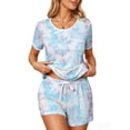 thumbnail image 3 of UVN Pajamas Sets for Women 2 Piece Lounge Set Short Sleeve Tops and Shorts Soft Pj Set Sleepwear Loungewear, 3 of 9