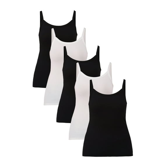 No Boundaries Ribbed Cami Top, 5-Pack, Women's XXS-XXL