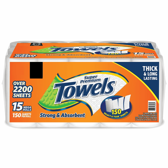 Select & Tear 2-Ply Paper Towels 15 Mega Rolls