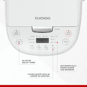Cuckoo Rice Cooker & Warmer 6 Cup Uncooked / 12 cup Cooked, Smart Fuzzy Logic Nonstick Inner Pot White (CR-0605F)