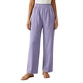 thumbnail image 3 of Thousandth Womens Pull On Wide Leg Pants Casual Crinkle Textured Loose Fit Lounge Trousers Trendy Beach Vacation Wear for Women, 3 of 7