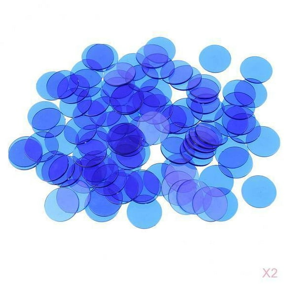 200 Pieces Bingo Chips Transparent Counters Counting Board Game Blue