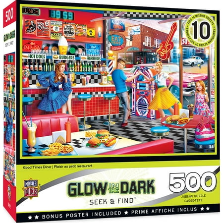 MasterPieces Good Times Diner - Seek & Find Glow in the Dark 500 Pieces Jigsaw Puzzle