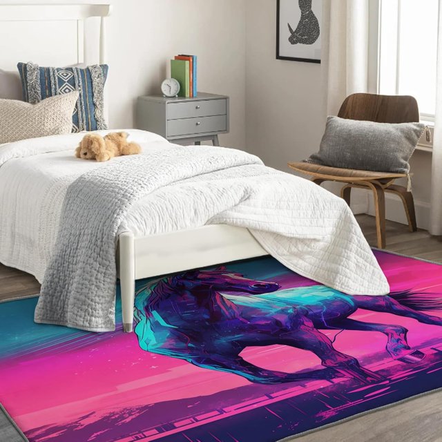 Farmhouse Horse Rug 2x3 Area Rugs, Horse Rugs for Entryway, Animal Carpet for Bedroom Living Room, Machine Washable Non-Slip Indoor Door Mat, Soft Low Pile Area Rug, Small Decorative Rug d&ip173