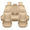 thumbnail image 4 of WRWolf Universal SUV Sedan Truck Crew Cab Car 5-Seat Covers Front & Rear Full Set PU Leather Breathable Waterproof Seat Cushion Protector,Beige, 4 of 7