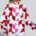 thumbnail image 4 of Aloohaidyvio Long Sleeve Tops,Women's Geometric Print V-neck Color Blocked Long Sleeved Shirt Top, 4 of 6