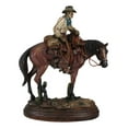 thumbnail image 5 of Western Desert Cowboy On Saddleback Brown Stallion Horse By Cactus Figurine, 5 of 9