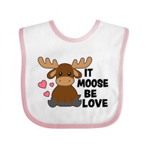 Inktastic It Moose Be Love with Cute Moose Boys or Girls Baby Bib