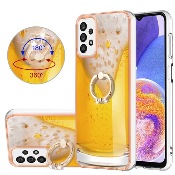 TECH CIRCLE For Galaxy A24 4G Case with Stand,360 Rotatable Shiny Ring Holder Kickstand Soft TPU Girls Women Case Shockproof Protective Phone Case for Samsung Galaxy A24 4G 6.5" 2023,Beer