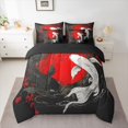 thumbnail image 3 of Manfei Lucky Koi Fish King Bedding, Japanese Blossoms Flower King Bed in a Bag, Red Black White, Black Reversible, 7-Piece, 3 of 6