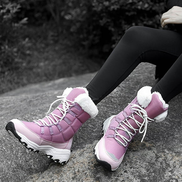 LSLJS Womens Snow Boots Winter Plus Cotton Thick-Soled Sponge Cake Boots Mid Calf Warm Lightweight Comfortable Walking Hiking Booties