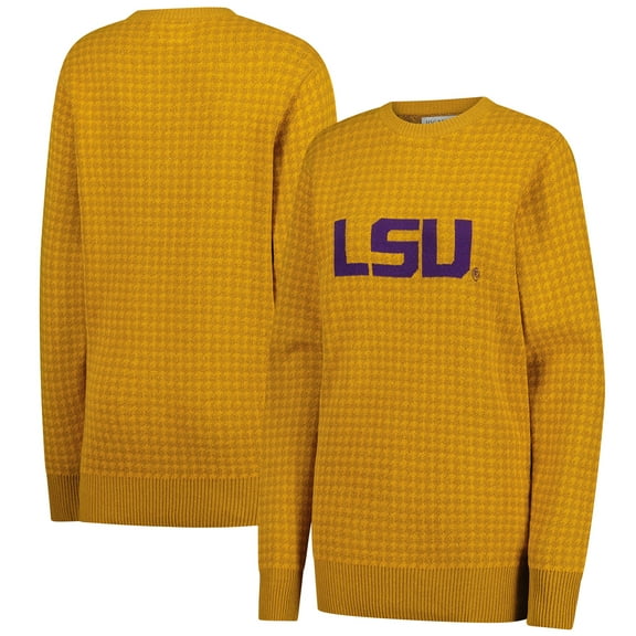 Unisex Uscape Apparel Gold LSU Tigers Renew Knit Vintage Houndstooth Sweater