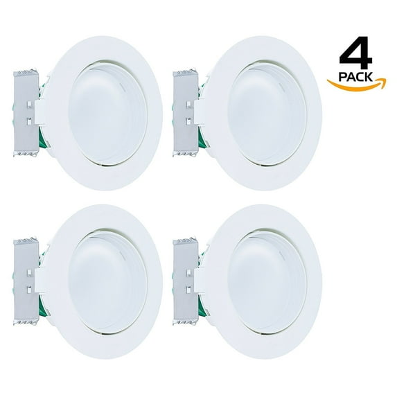 Westgate 10W 4 Inch Adjustable LED Retrofit Downlight with Integrated Smooth Trim, Dimmable LED Recessed Light Fixture, Damp Location Rated, 120V Energy Star 5 YR Warranty (3000K Soft White, 4 Pack)