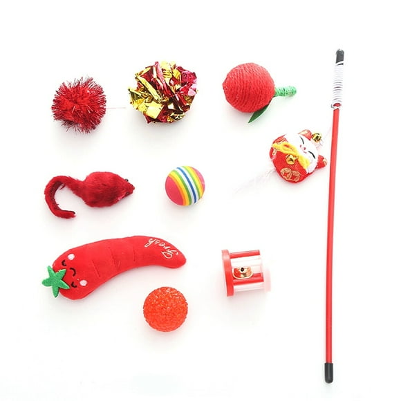 Cat Toy Set Funny: 9PCS Assorted Types Cat Chew Toy Kitten Mouse Toy Cat Toy Ball