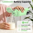 thumbnail image 3 of Portable Baby Bottle Warmer for Travel, 120W Fast Heating Breast Milk Warmer with 12000mAh Battery, 500ml, 2 Modes & Temp Control, On-the-Go Warmer with Cleaning Brush (Green) for Newborns & Infants, 3 of 10