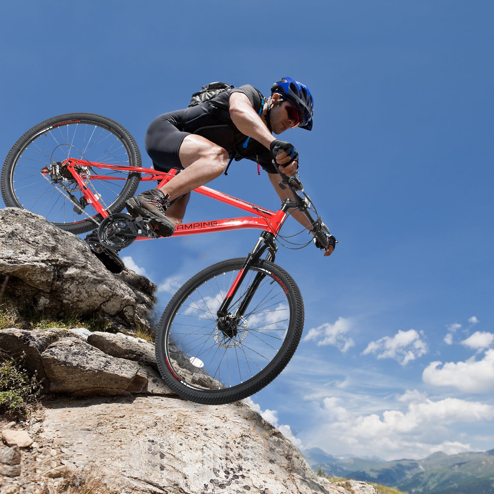UBesGoo 27.5in Mountain Bike 21 Speed for Adult with Disc Brakes & Suspension, Red, Black