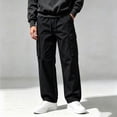 thumbnail image 5 of DYTTDG Men’s Drawstring Cargo Pants, Elastic Waist Full Length Straight Leg Trousers with Multi Pockets, Solid Color Casual Wear for Daily Walking & Outdoor, 5 of 8