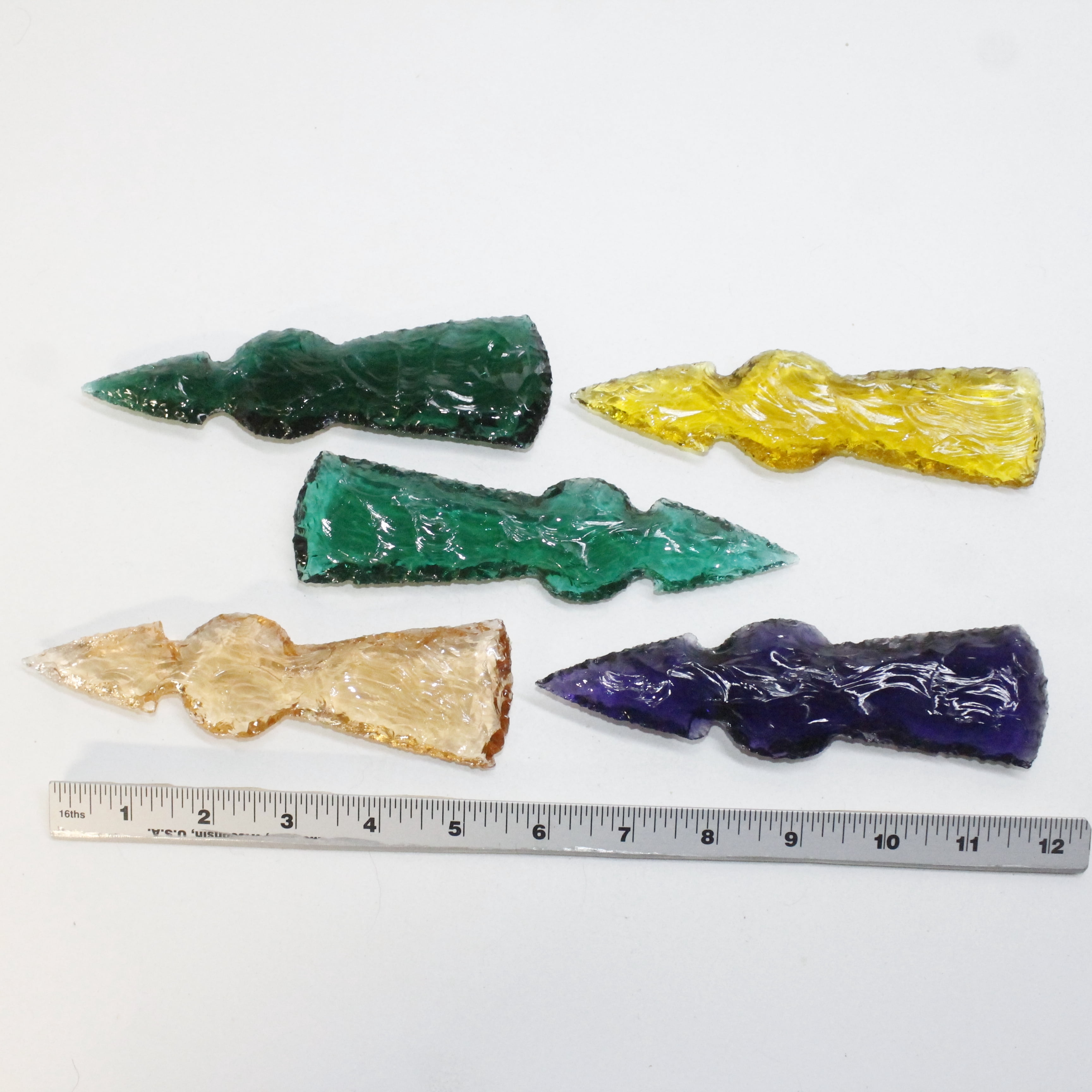 5 Glass Ornamental Tomahawk Heads #7118  Ax Axe Hatchet