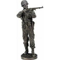 World War II Soldier Taking Aim Figurine Historical Combat Sculpture 13" Height
