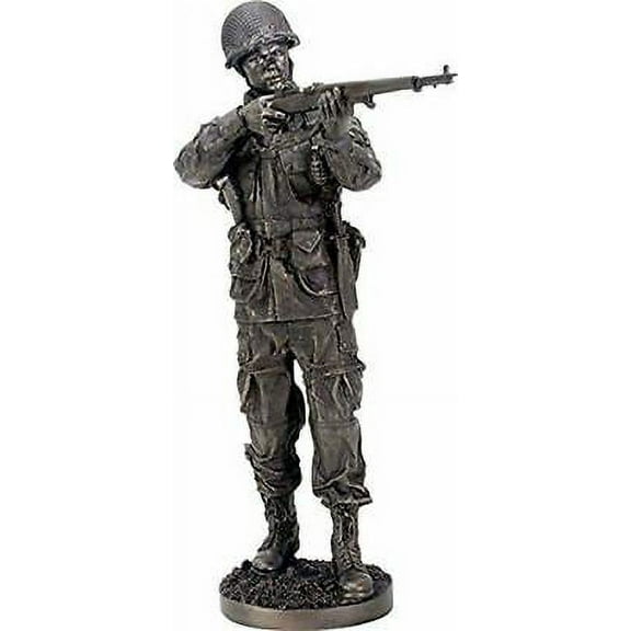 World War II Soldier Taking Aim Figurine Historical Combat Sculpture 13" Height