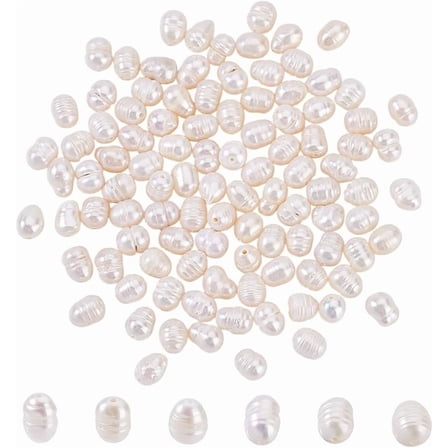About 92 Pcs Natural Cultured Freshwater Pearl Beads 4mm Small White Rice Shape Freshwater Pearl 2 Strands Loose Freshwater Pearl Charms Beads for Craft Jewelry Making