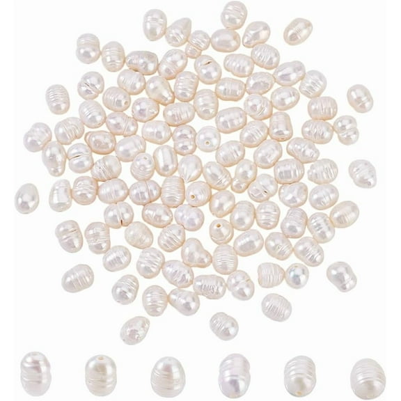 About 92 Pcs Natural Cultured Freshwater Pearl Beads 4mm Small White Rice Shape Freshwater Pearl 2 Strands Loose Freshwater Pearl Charms Beads for Craft Jewelry Making