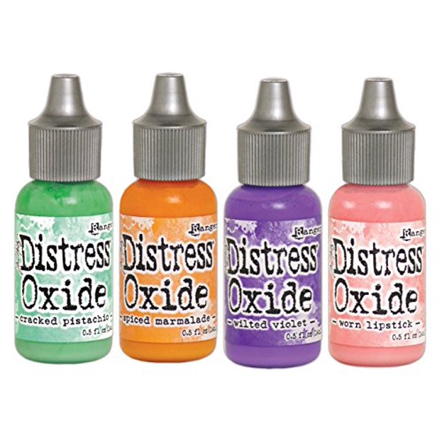 Ensemble Spécial : Ranger Tim Holtz Distress Oxide Reinkers 4 Pack - Craquelé+épicé+mildiou+porté (D2)