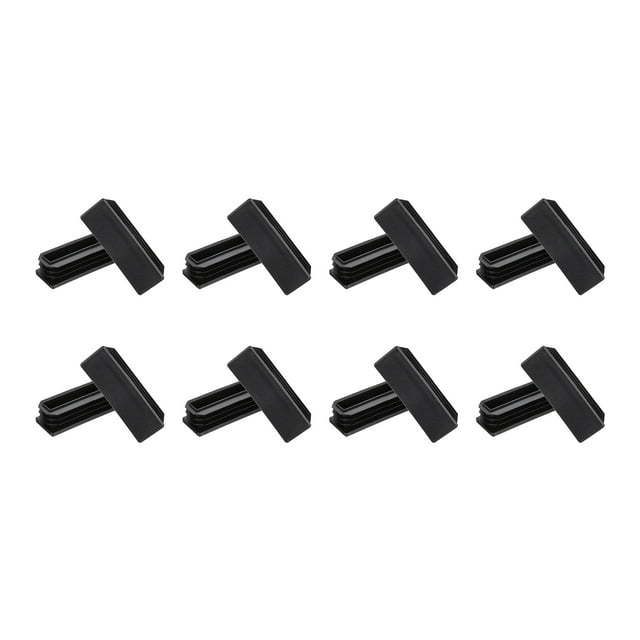 Uxcell 3.1" x 1" x 0.7" Rectangle Plastic Plug Tubing End Caps, 8Pcs Rectangular Tube Plug Square Tubing Post End Cap for Fence Pipe Post Cover Furniture Foot, Black