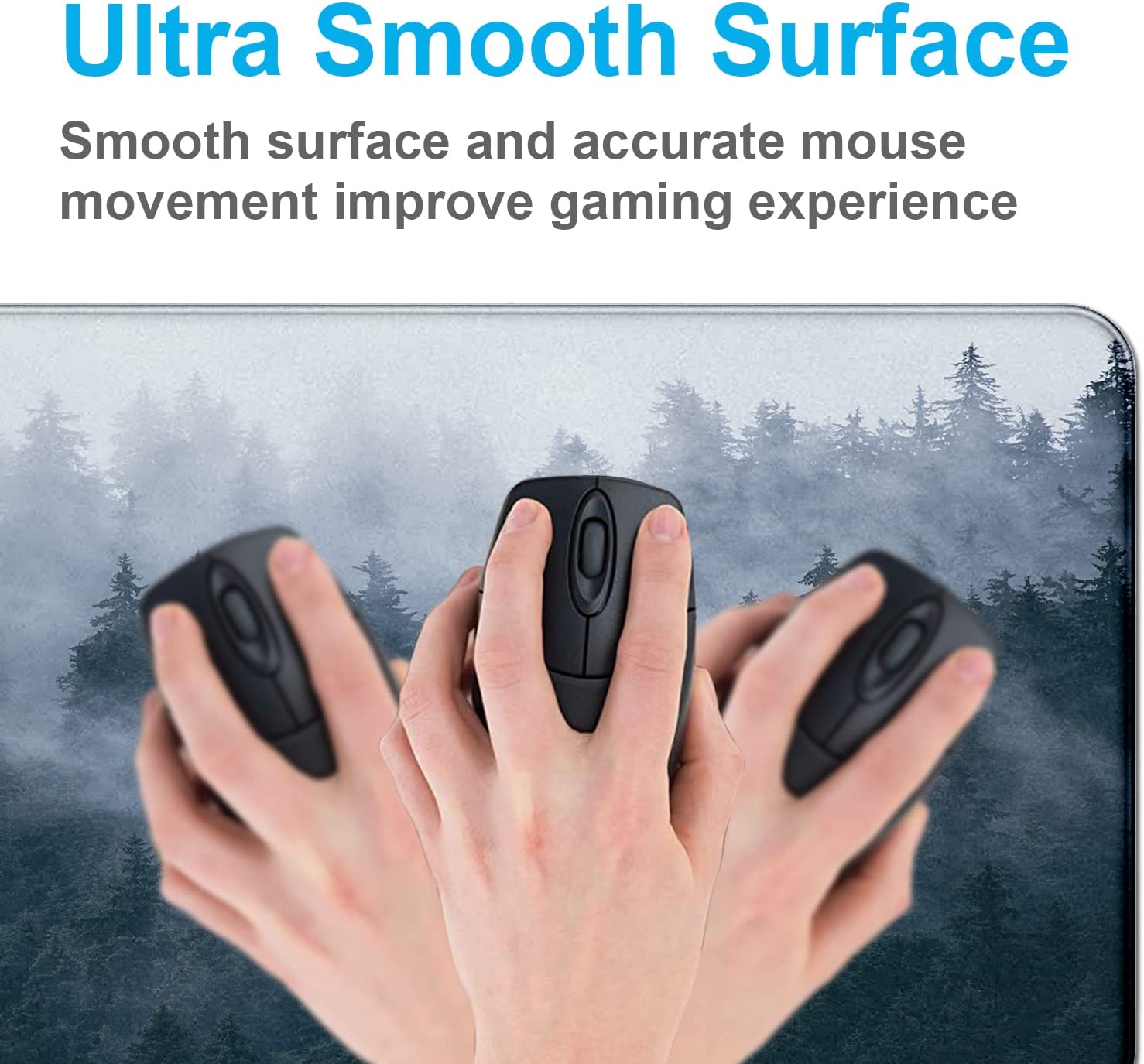 Large Extended Gaming Mouse Pad with Stitched Edges, Non-Slip Waterproof Rubber Base Mouse Pad for Office, Computer, Keyboard, Laptop and Home Desk Pad 35.4 x 15.7 x 0.12 Inch (Grey Forest)
