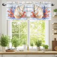 thumbnail image 2 of Ocean Life Valances for Windows, 42 x 18in, Marine Coral Shell Algae Starfish Wood Grain Rod Pocket Kitchen Valance Curtain Light Filtering Window Treatments for Living Room Bedroom, 1 Panel, 2 of 7
